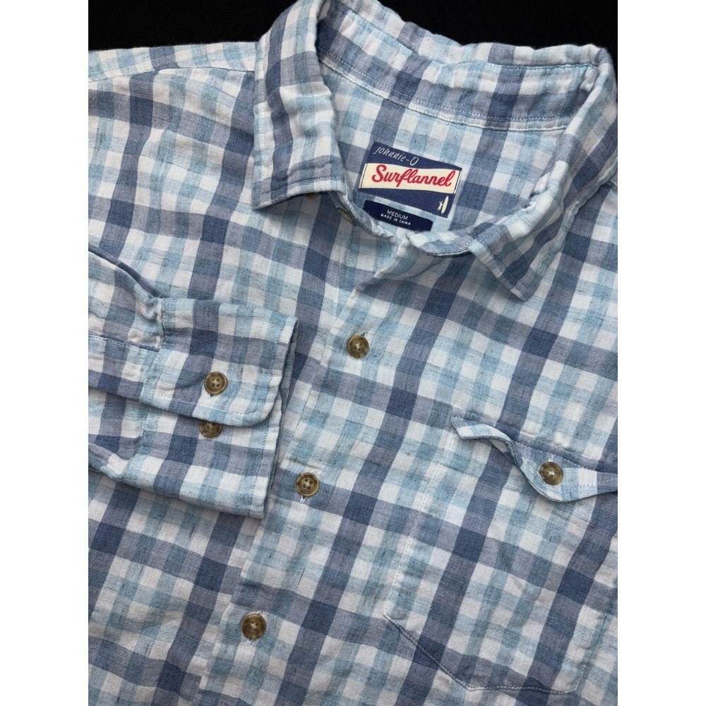 Johnnie O Shirt Mens Medium Plaid Lightweight Surflannel Flannel Button Gingham